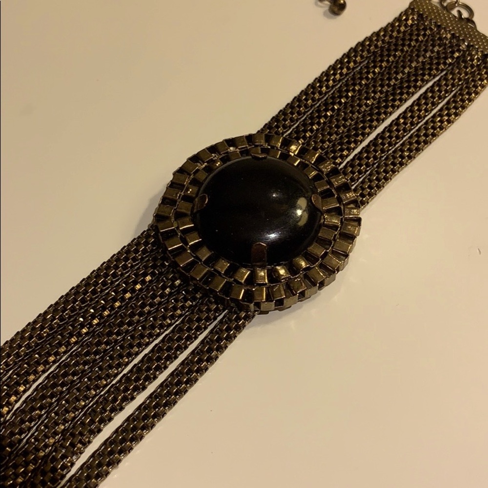 Antiqued Brass Chain & Black Bracelet
